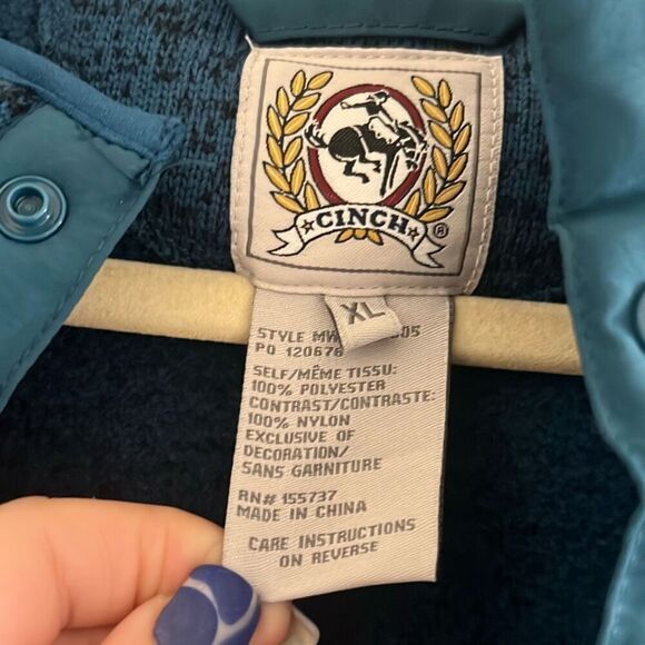 ✨Cinch Pullover Men's Fleece Teal Sz XL Sweater✨ - Picture 8 of 9